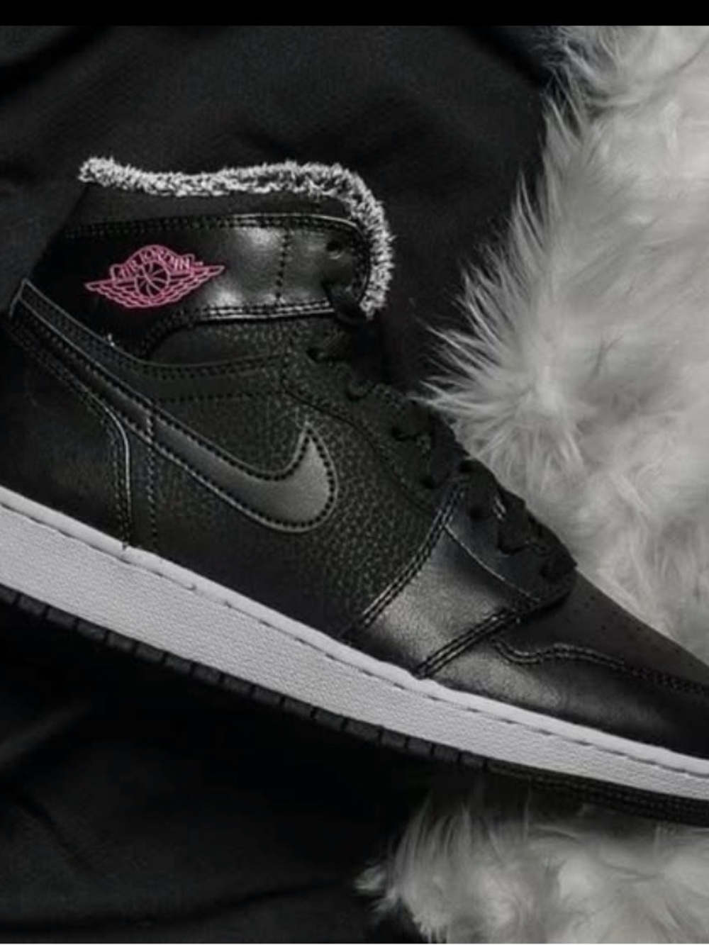 Nike Black and Pink High-Top Sneakers